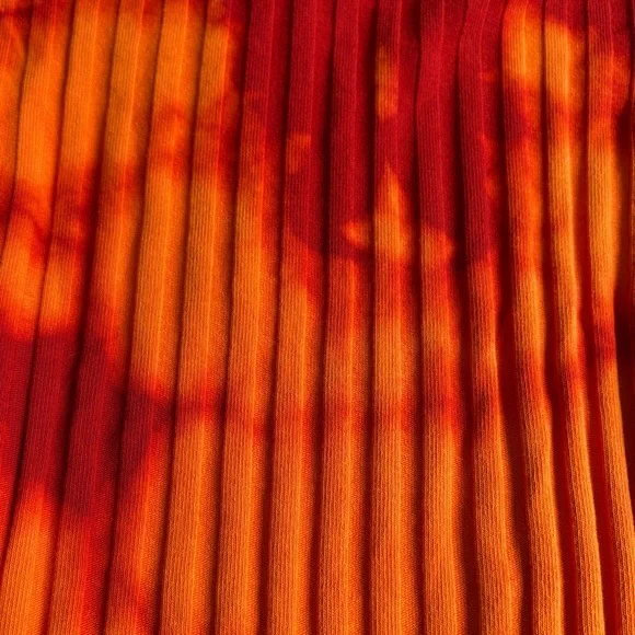 Cotton Citizen Capri Cutout Dress Ribbed Orange Red Tie Dye Size Small NWT - Picture 6 of 13